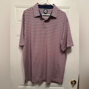 FootJoy Multi Stripe Lisle Self Collar Polo navy Blue sz XL